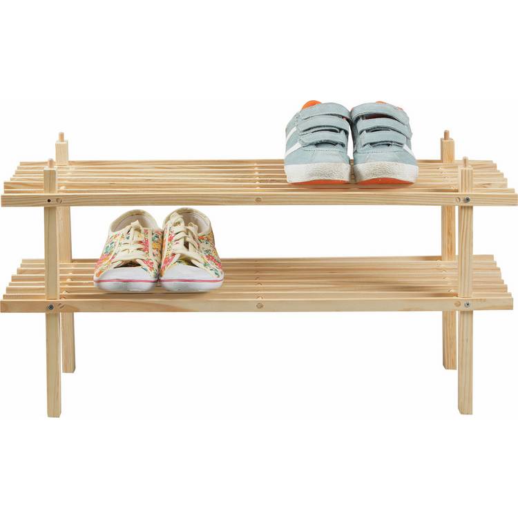 Argos Home shoe rack stackable solid pine, imported from the UK