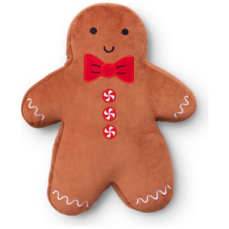 Catherine Lansfield gingerbread man cushion brown 37x28cm, imported from the UK