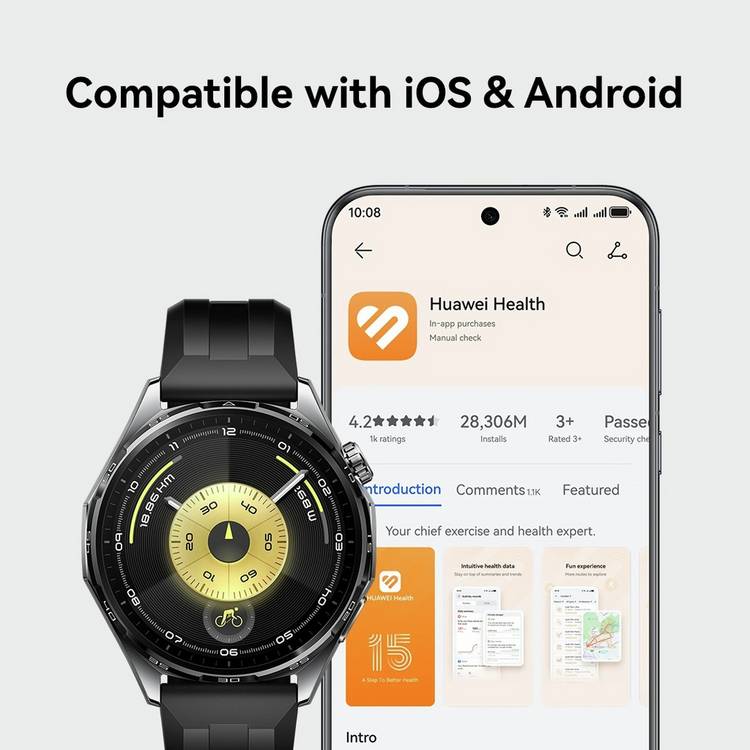 HUAWEI Watch GT6 46mm GPS smart watch black, imported from the UK