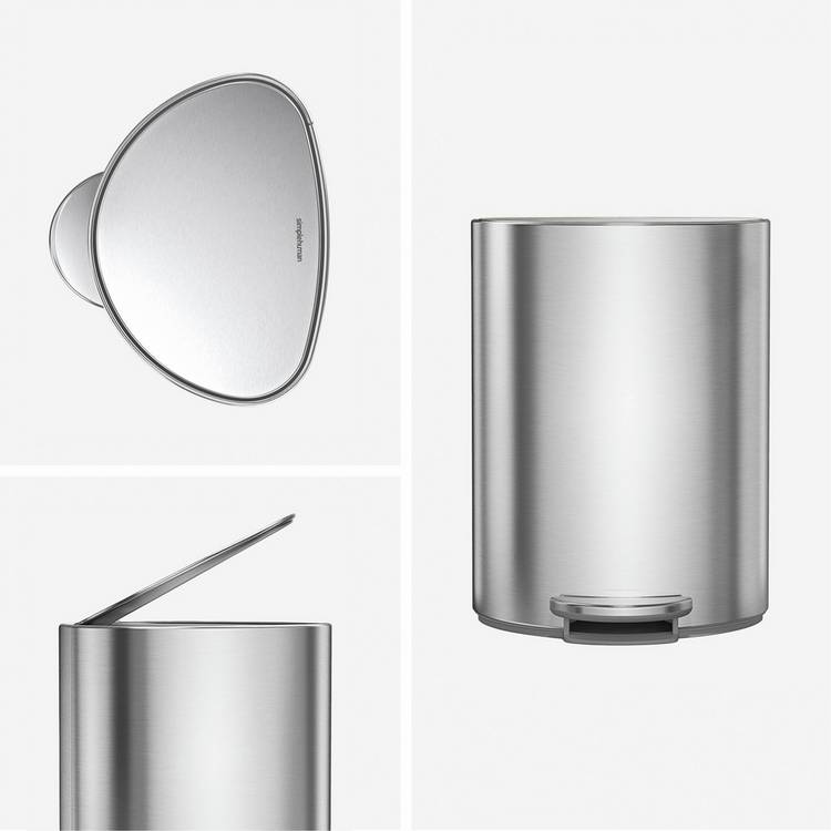 Simplehuman 6L semi-round bathroom pedal bin (British brand)