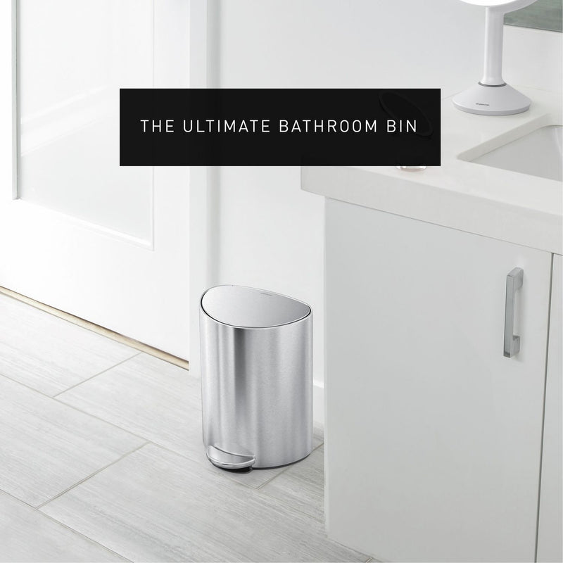 Simplehuman 6L semi-round bathroom pedal bin (British brand)