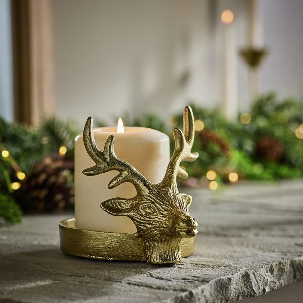 Habitat stag head candle holder gold 11.5cm, UK version