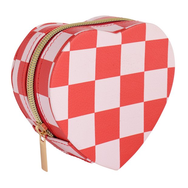 Argos Home heart shaped jewellery box with pink lining - British product