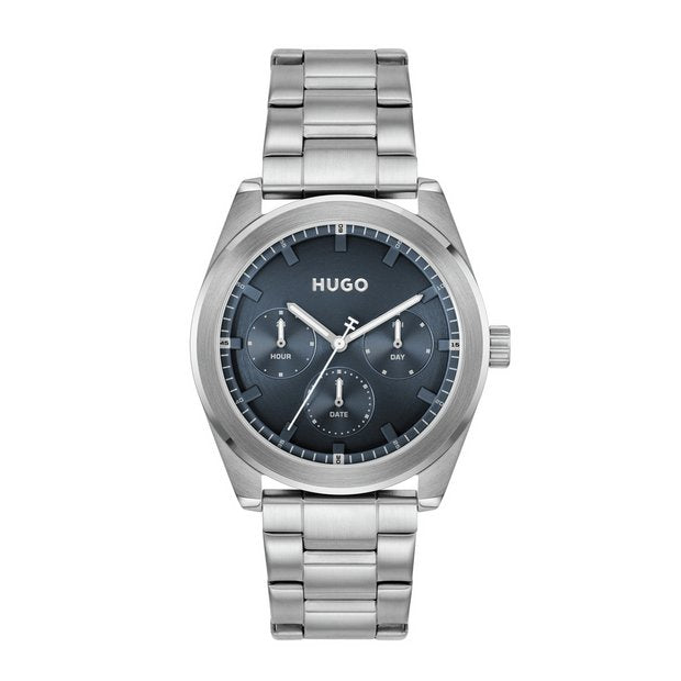 HUGO blue dial stainless steel watch 42mm (British brand)