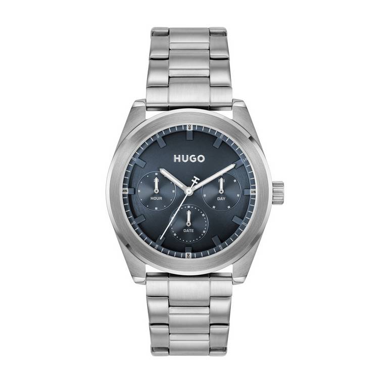 HUGO blue dial stainless steel watch 42mm (British brand)