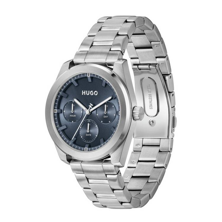 HUGO blue dial stainless steel watch 42mm (British brand)