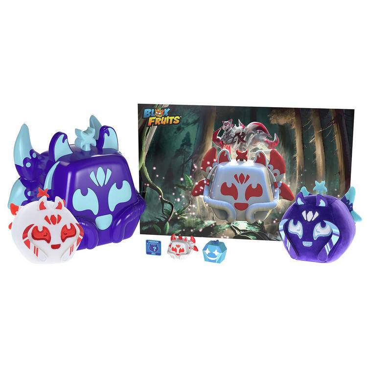Blox Fruits Kitsune collector bundle with plush minifigures, imported from the UK