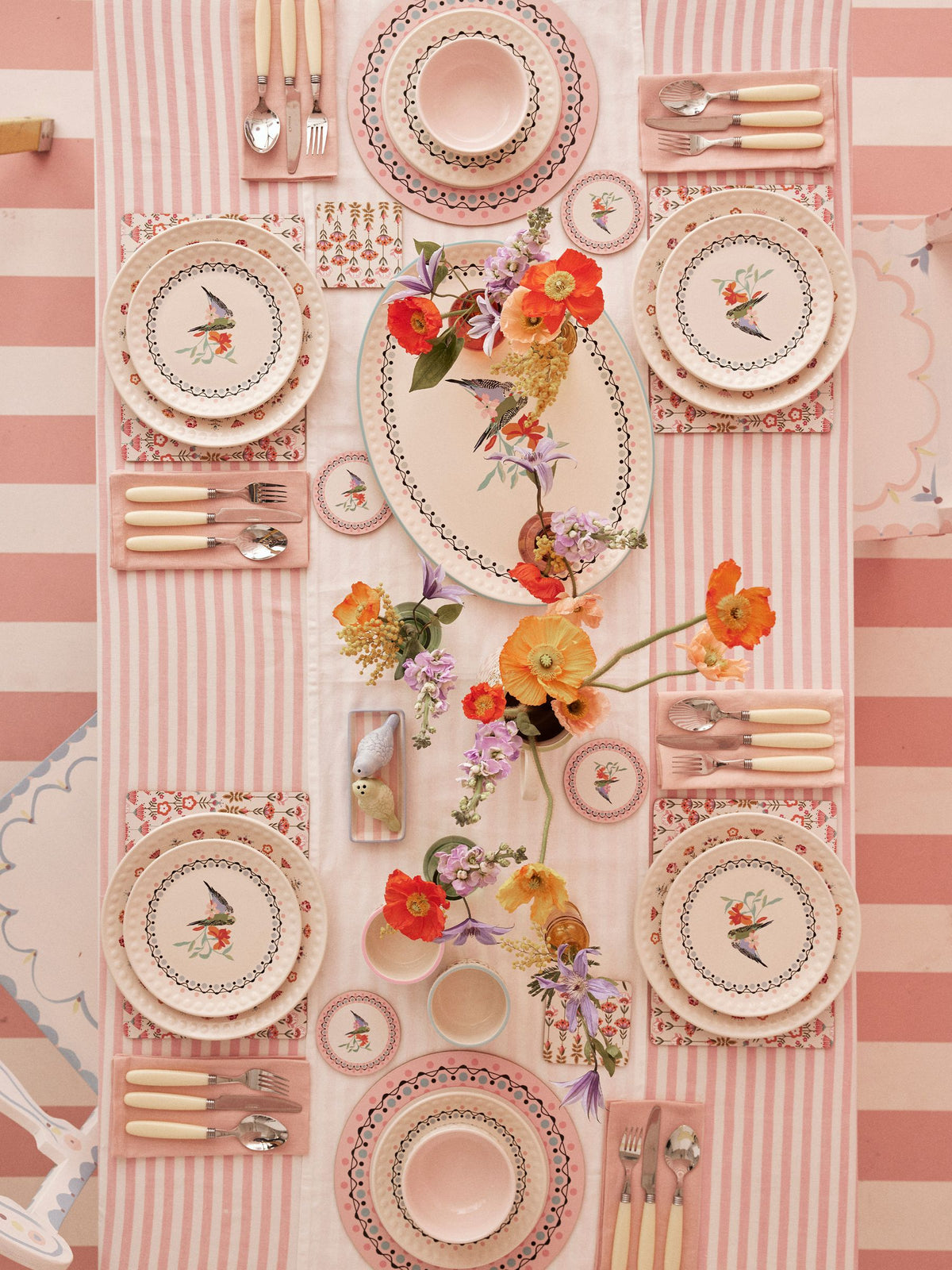 Cath Kidston 12 piece floral birds print dinner set - British product