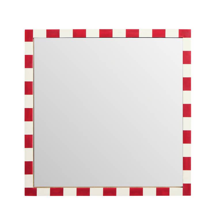 Habitat striped red resin square wall mirror 51x51cm (British brand)