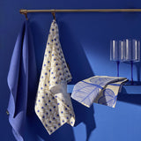 Habitat cotton tea towel set blue leaf design, imported from the UK