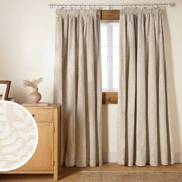 Argos Home cream jacquard pencil pleat curtains 117x137cm - British product