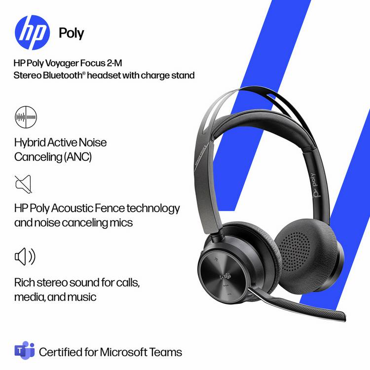HP Poly Voyager Focus 2 headset black - British product