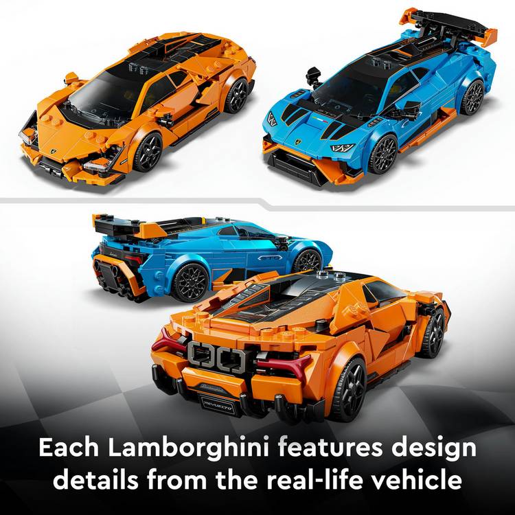LEGO building toy set Lamborghini Revuelto and Huracán STO 607 pieces - British product