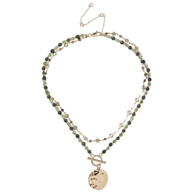 Liars & Lovers multilayer beaded pendant necklace gold-tone, imported from the UK