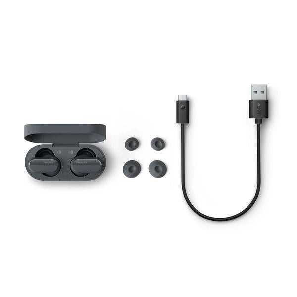 سماعات Philips TAT3508 True Wireless بخاصية إلغاء الضوضاء باللون الأسود، نسخة المملكة المتحدة