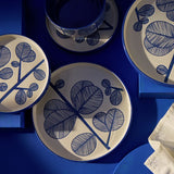 Habitat Blue Leaf 12-piece stoneware dinner set blue, UK version