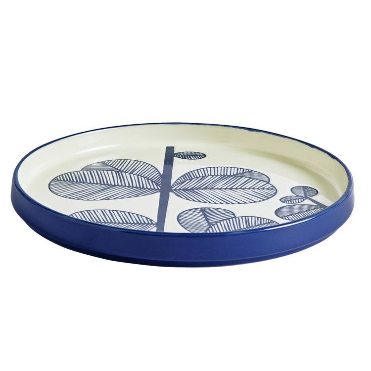 Habitat Blue Leaf 12-piece stoneware dinner set blue, UK version