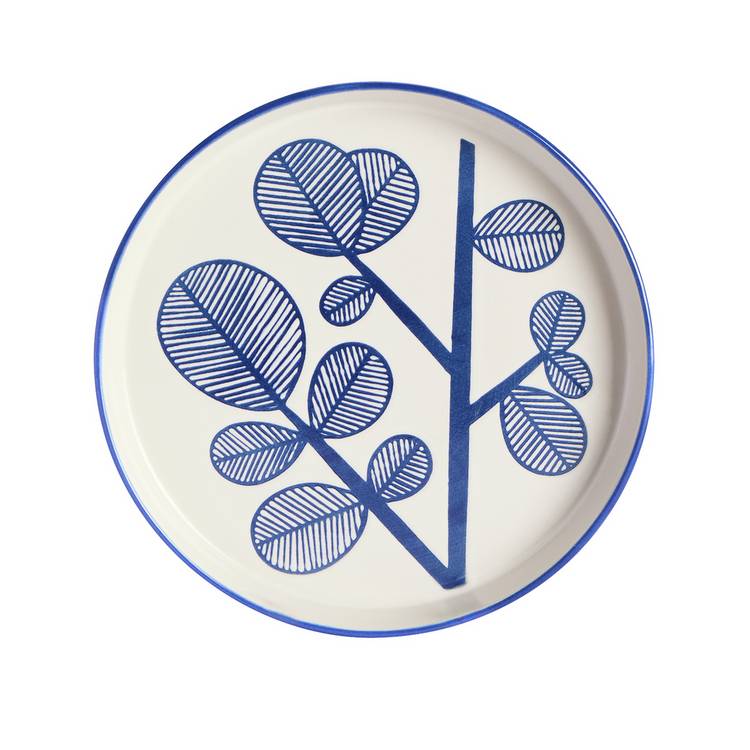 Habitat Blue Leaf 12-piece stoneware dinner set blue, UK version