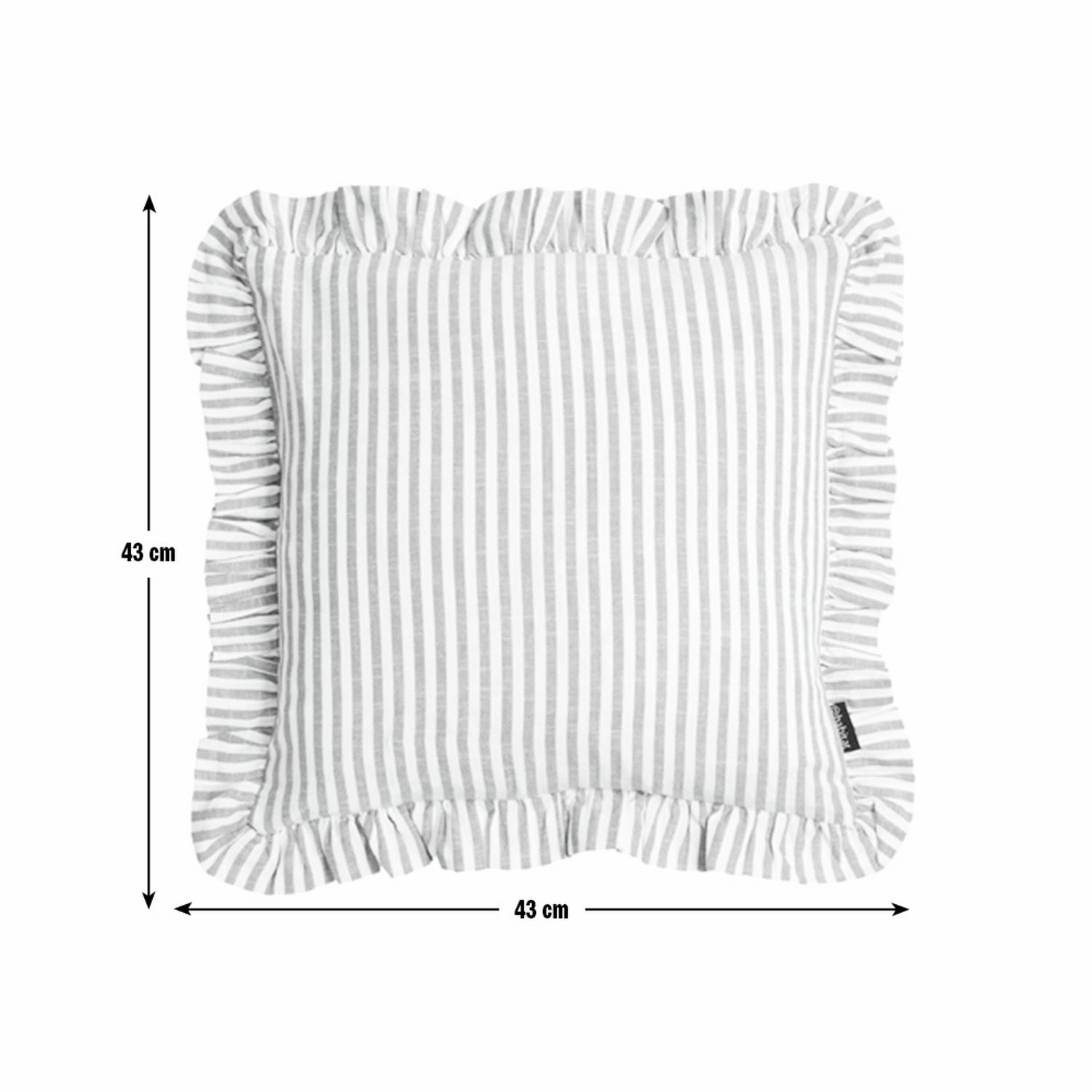 Habitat Stripe Ruffle Cushion - Olive - 43x43cm