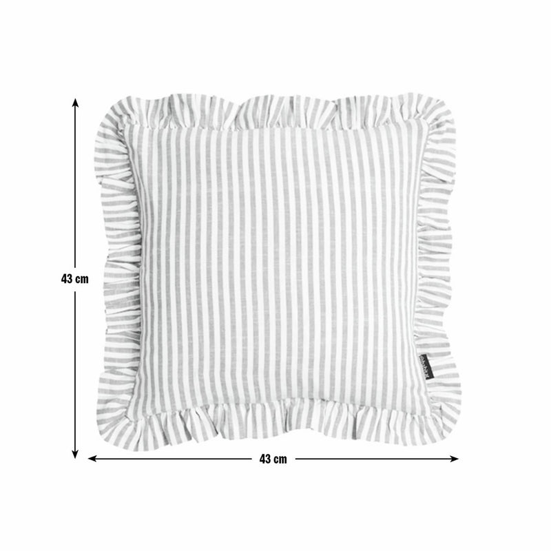Habitat Stripe Ruffle Cushion - Olive - 43x43cm