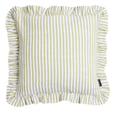 Habitat Stripe Ruffle Cushion - Olive - 43x43cm