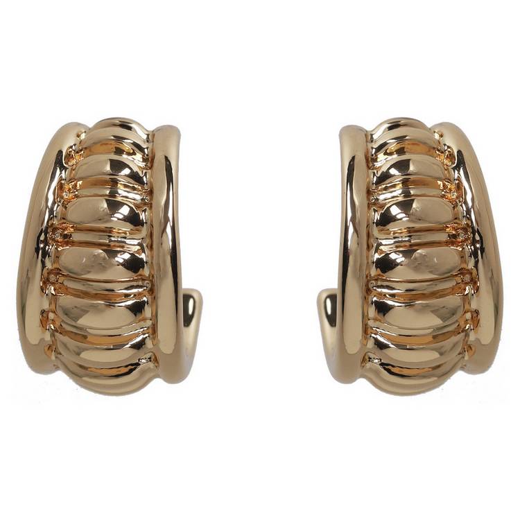 Liars & Lovers gold tone ribbed huggie hoop earrings - British product