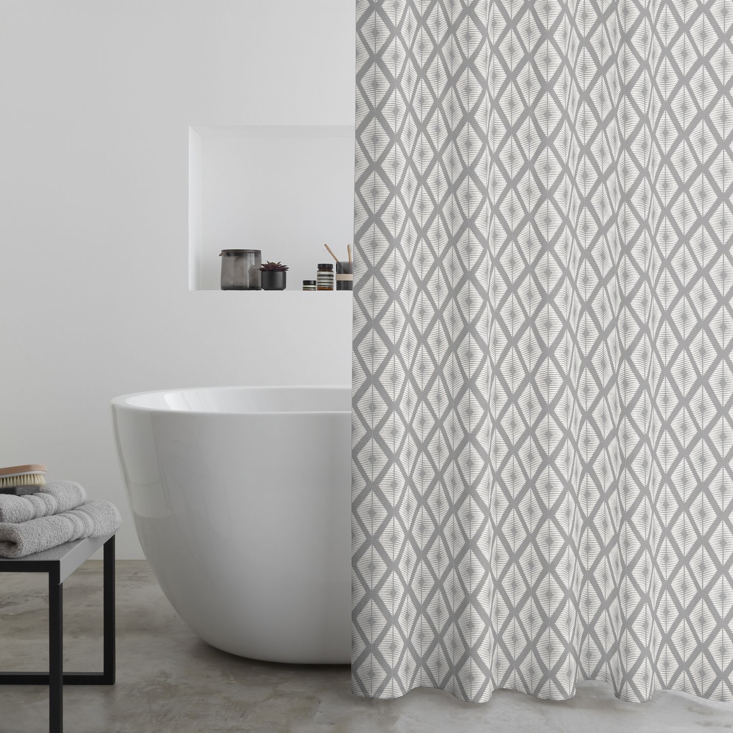 Catherine Lansfield Diamond Tile shower curtain 180x180cm (British brand)