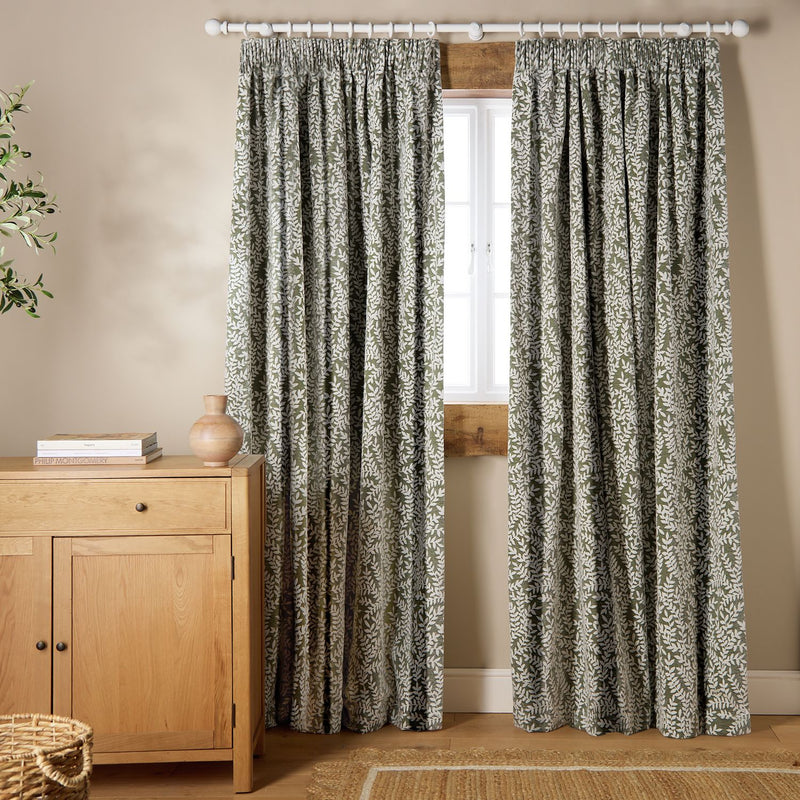 Argos Home Jacquard Pencil Pleat Curtains - Green - 117x137cm