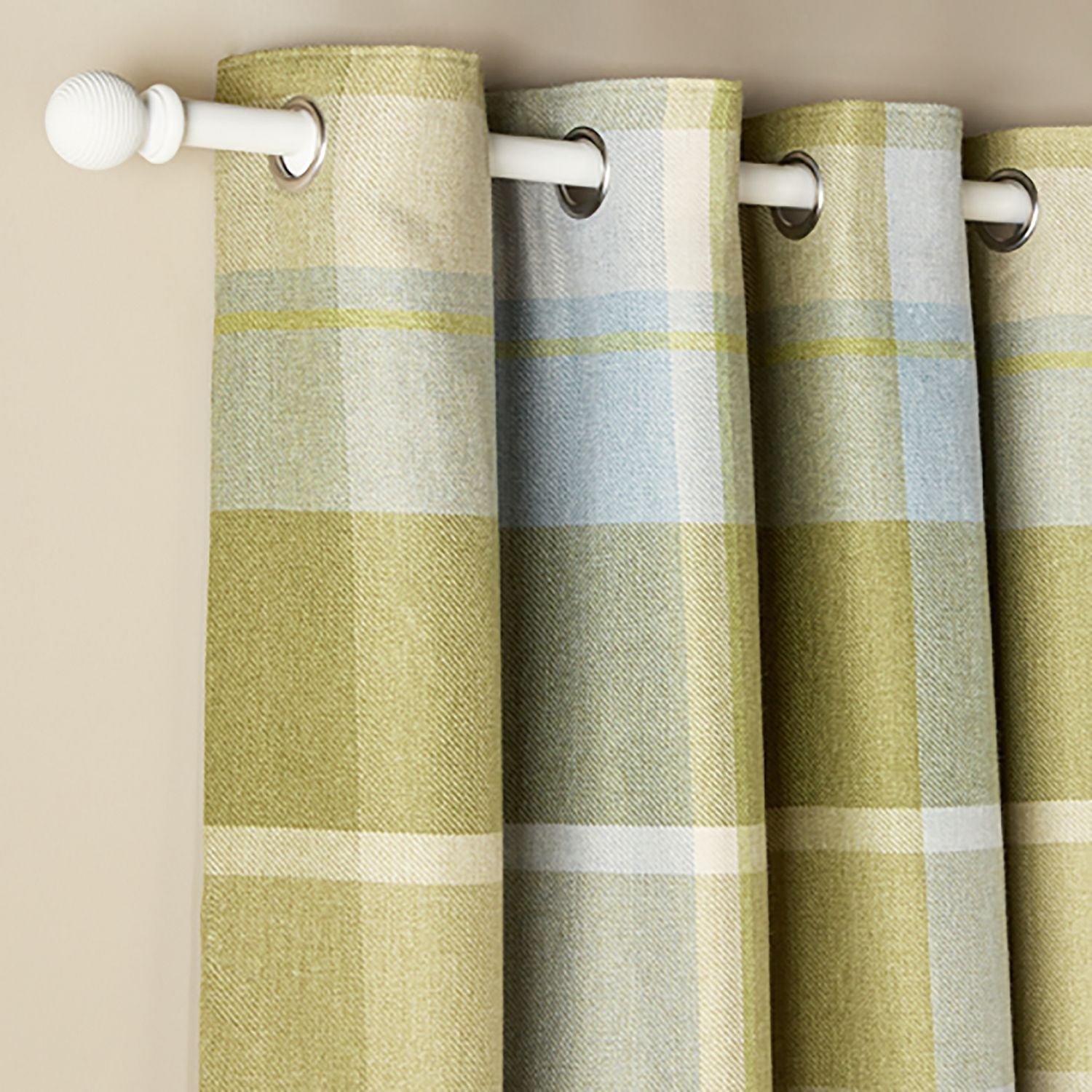 Argos Home Check Blackout Eyelet Curtains - Green - 168x183cm