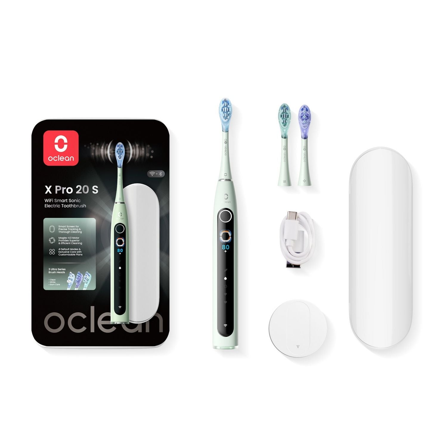 Oclean X Pro 20 sonic toothbrush green set, UK version