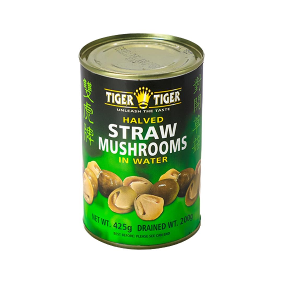 Tiger Tiger halved straw mushrooms in water (British brand)