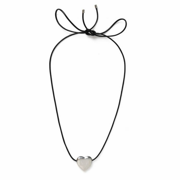 Freedom silver heart black cord adjustable necklace - British product