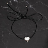 Freedom silver heart black cord adjustable necklace - British product
