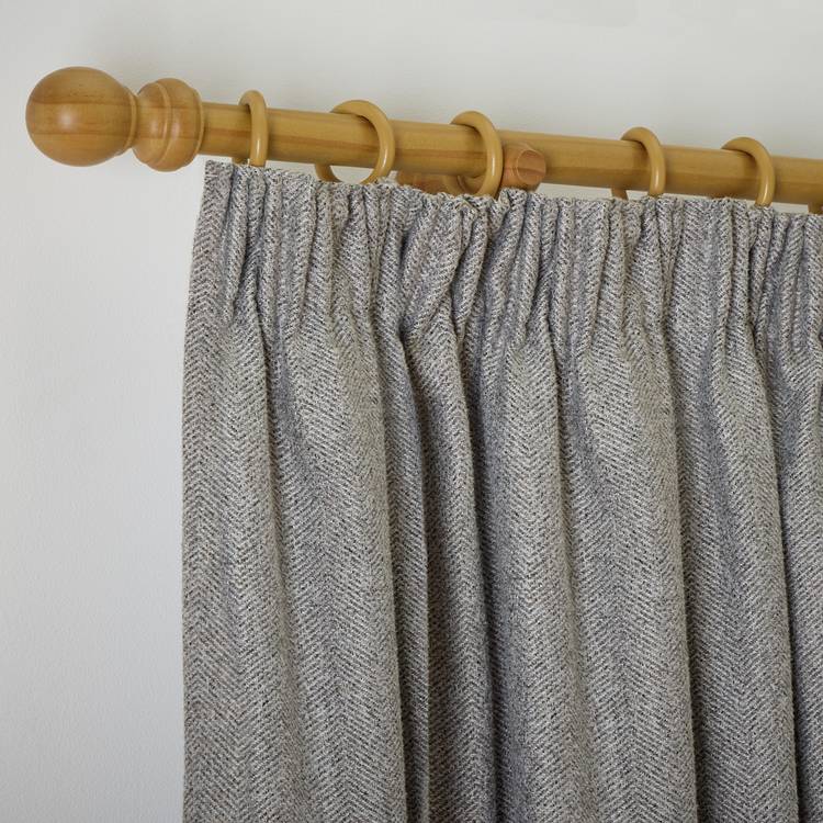 Habitat herringbone pencil pleat curtains grey 117x137cm - British product