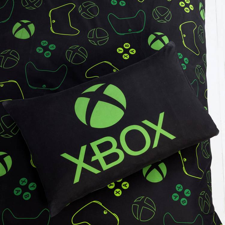 Xbox black bedding set with green logo single duvet cover (British brand)
