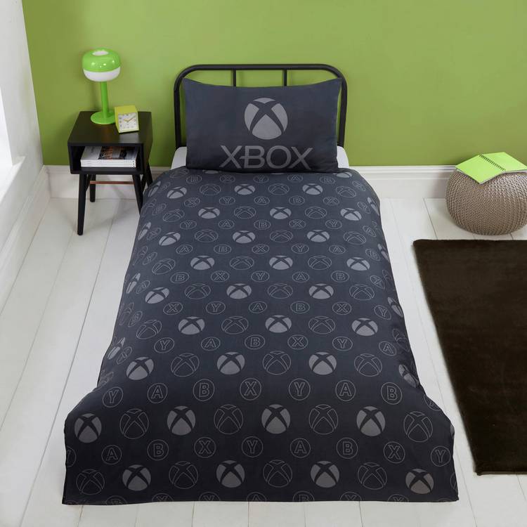 Xbox black bedding set with green logo single duvet cover (British brand)