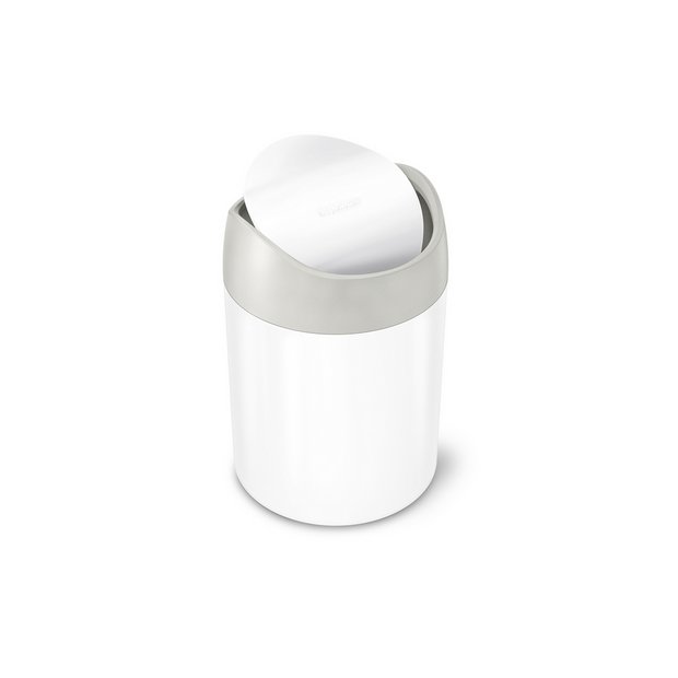 Simplehuman 1.5L mini waste bin in white, UK version