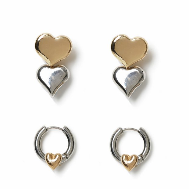 Freedom mixed metal hoop earrings 2 pack - British product