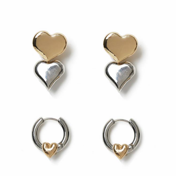 Freedom mixed metal hoop earrings 2 pack - British product