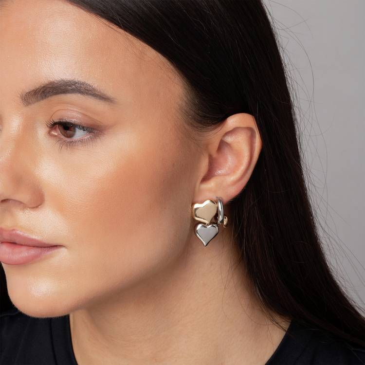 Freedom mixed metal hoop earrings 2 pack - British product