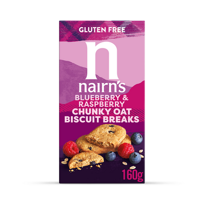 Holland & Barrett Nairn's Gluten Free Blueberry Raspberry Chunky Oat Biscuit Breaks 160g- Buy online at McGrocer