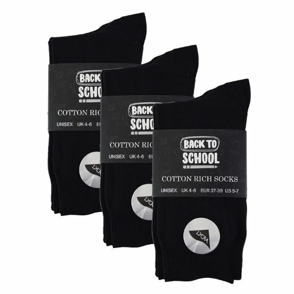 Sock Snob 6 Pk Children's Cotton Rich School Socks 4-6 UK GOODS Superdrug   