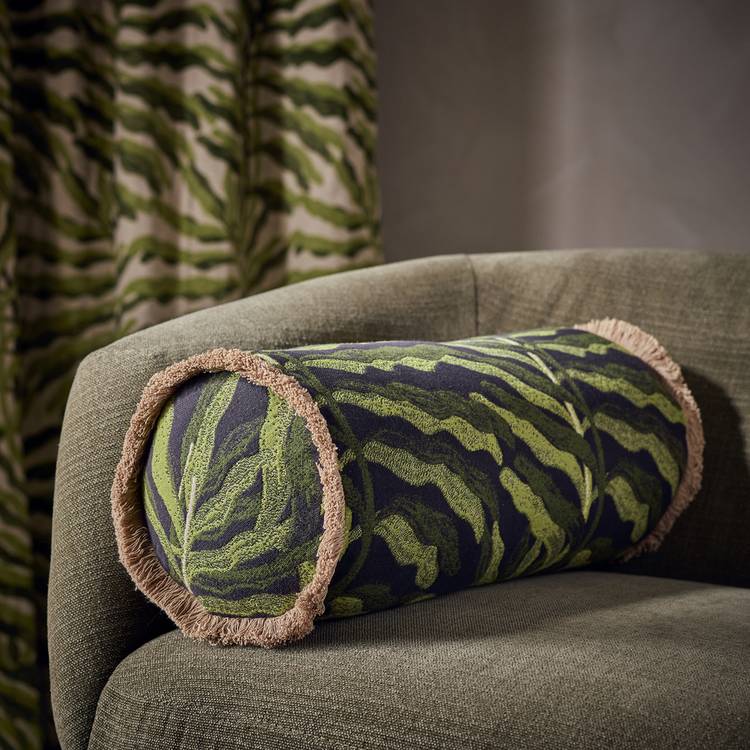 Habitat leaf jacquard bolster cushion 50x20, imported from the UK