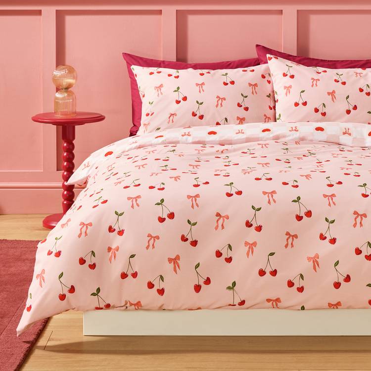 Argos Home bedding set cherry hearts pink single - British product