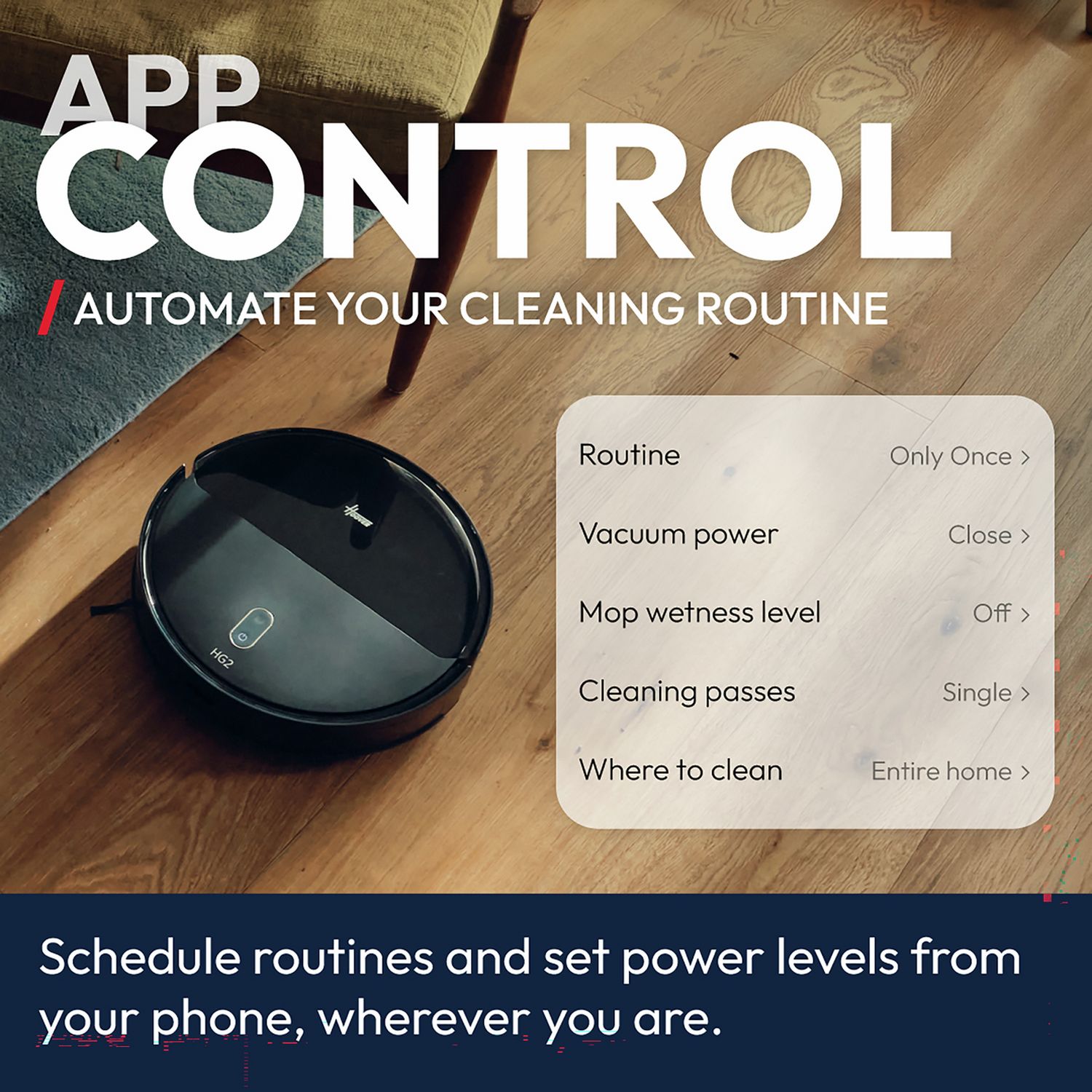 Hoover HG2 Hydro Turbo Slim robot vacuum cleaner with mopping (British brand)