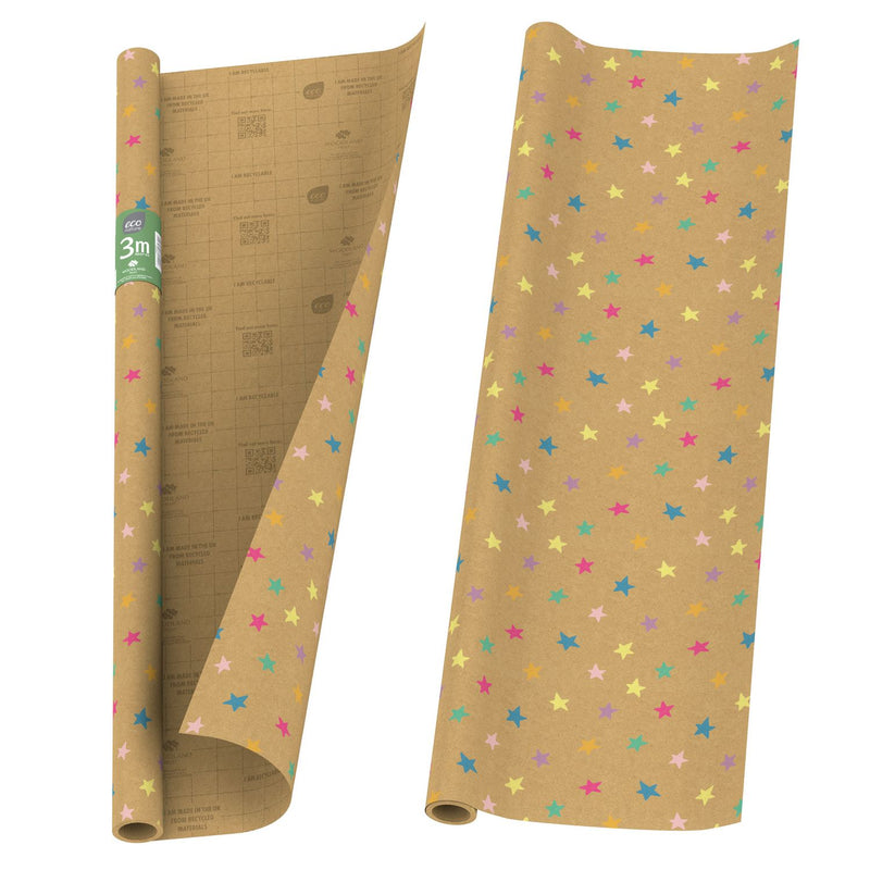 Eco Nature stars wrapping paper set pack of 2, imported from the UK