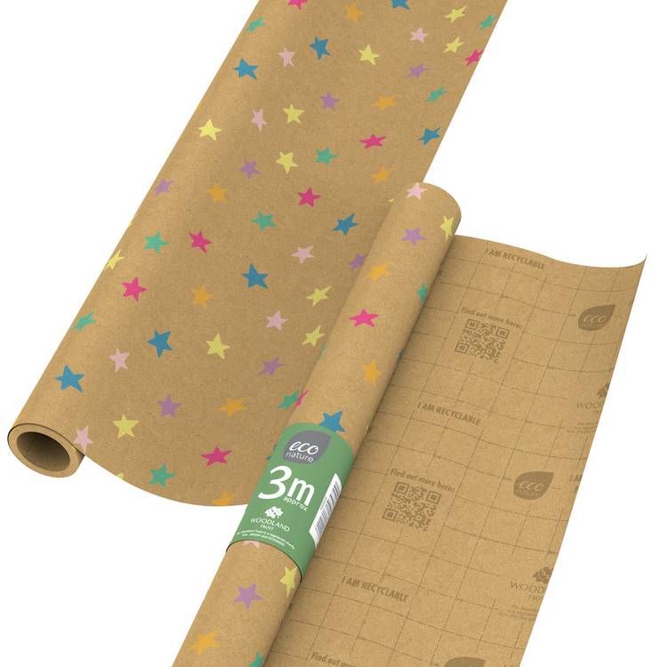Eco Nature stars wrapping paper set pack of 2, imported from the UK