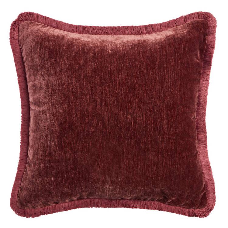 Habitat fringed chenille cushion burgundy 50x50cm (British brand)