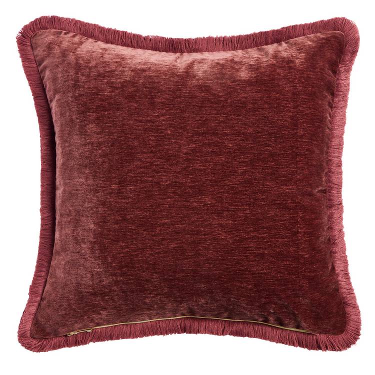 Habitat fringed chenille cushion burgundy 50x50cm (British brand)