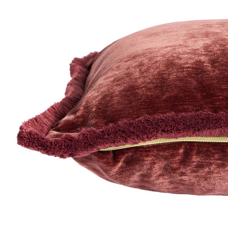 Habitat fringed chenille cushion burgundy 50x50cm (British brand)